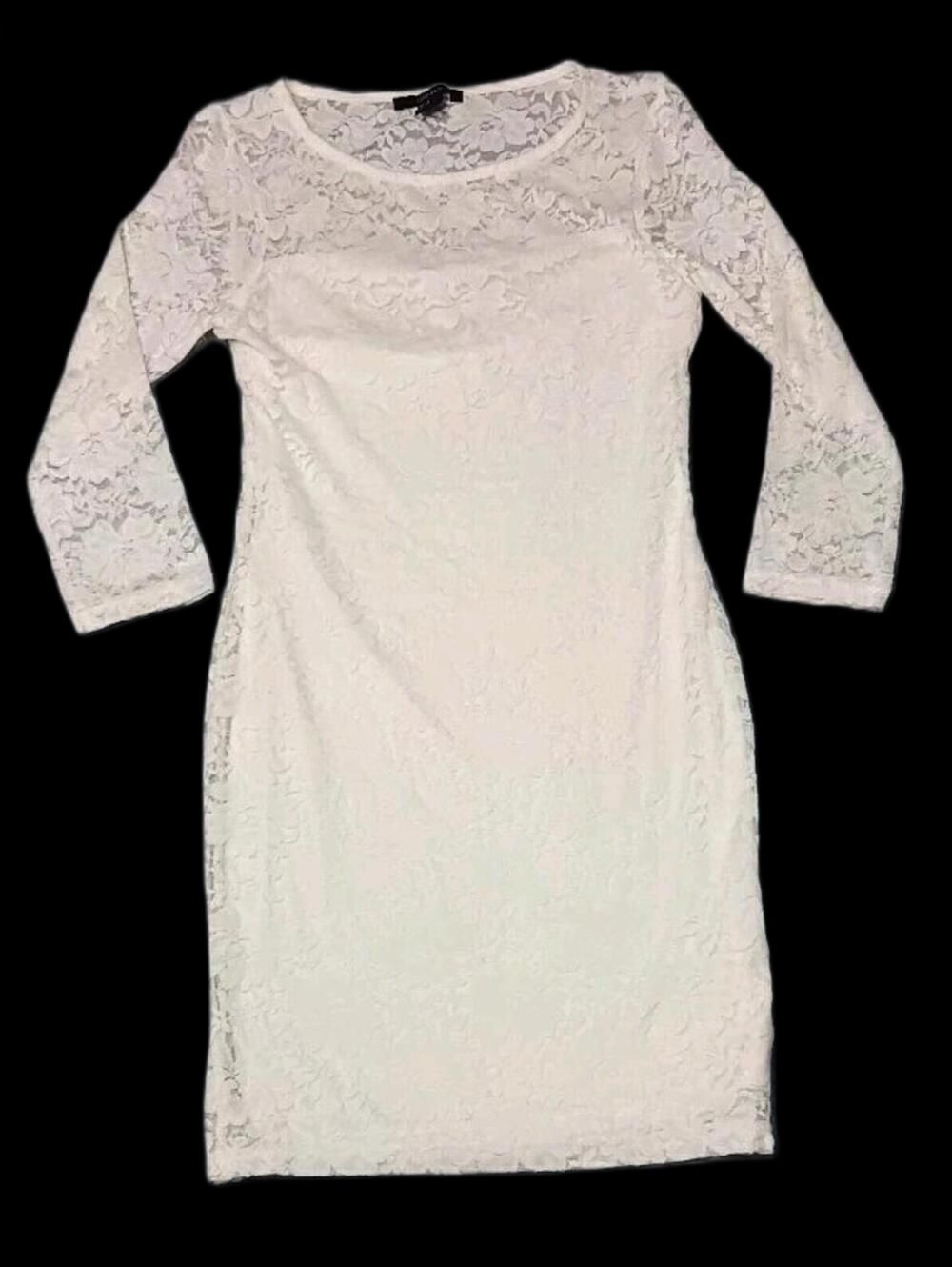 Forever 21 Lace Overlay Body Con 3/4 Sleeve Mini Dress Womens Size Small...